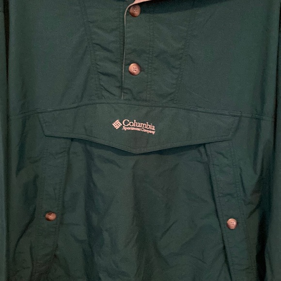 Columbia Sportswear Co; Green & Grey; Hooded (4) Botton Pullover Wind Jacket; - Picture 3 of 6